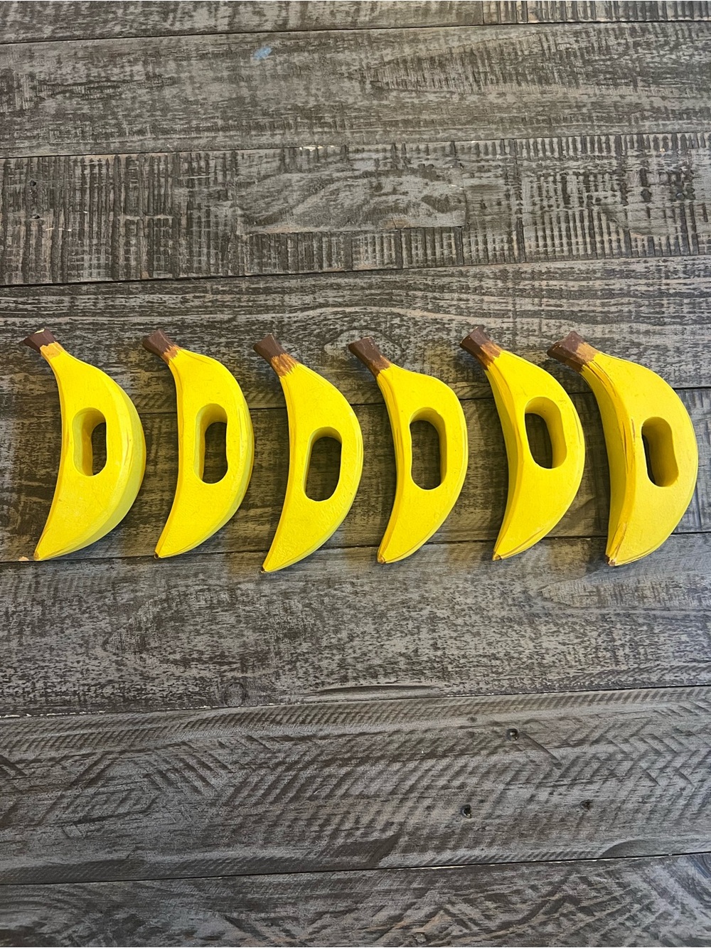 Wooden Banana napkin holder Set - Yellow brown GUC adorable